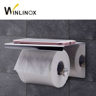 Handy Toilet Roll Paper Holder Price 304 Stainless Steel Tissue Dispenser with Phone Shelf