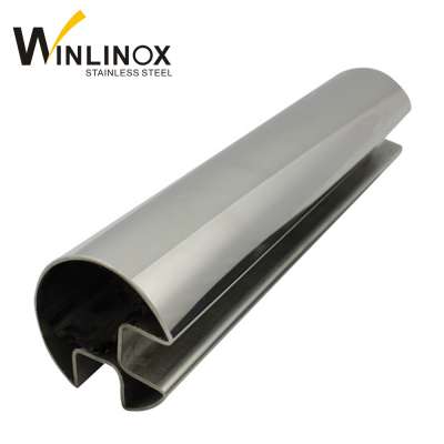 stair fence handrail pipe inox glass stainless steel slotted tube